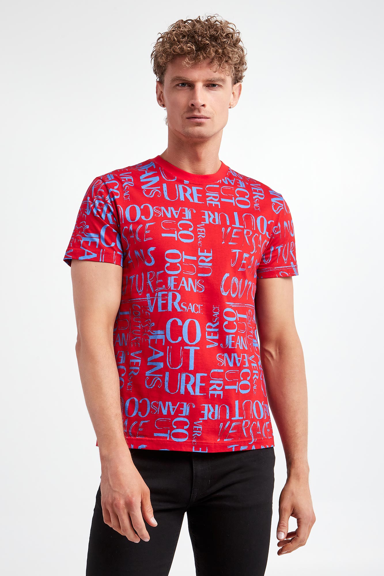 T-shirt męski VERSACE JEANS COUTURE Czerwony Slim 74GAH6S2/JA167/521 ...