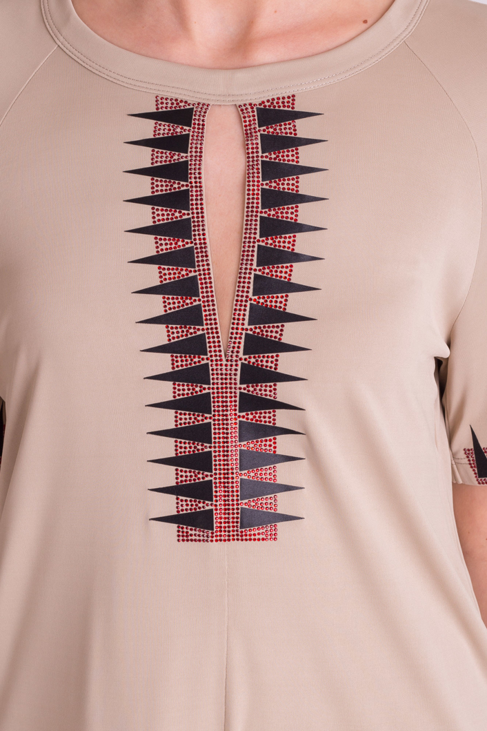 Beżowa bluzka Versace Collection z azteckim motywem
