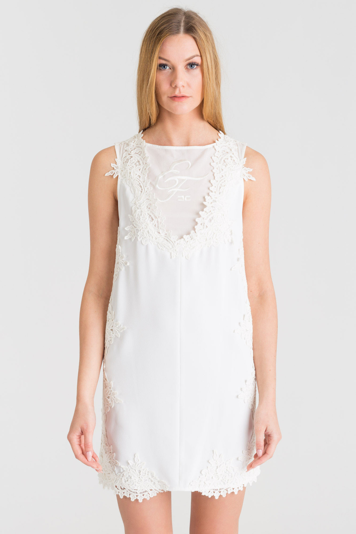 Biała sukienka Elisabetta Franchi z jedwabną wstawką