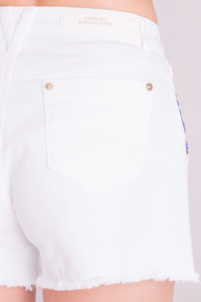 Białe szorty jeansowe Versace Collection ze zdobieniami