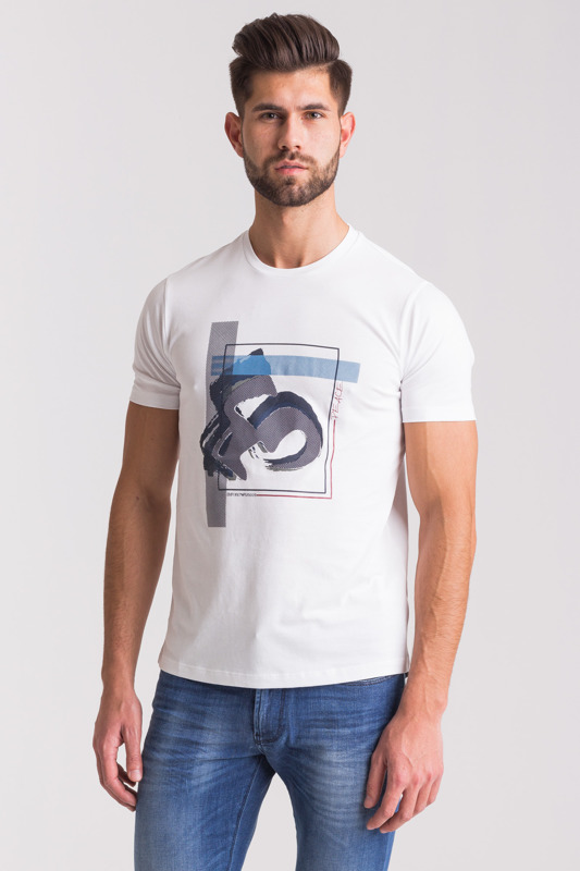 Biały t-shirt  z nadrukiem Emporio Armani