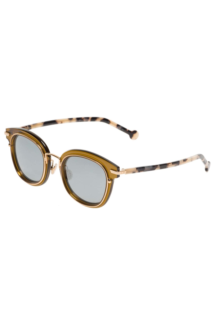 Brązowe okulary Dior z motywem panterki
