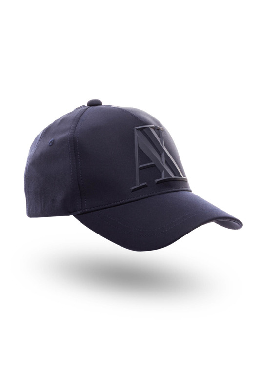 Granatowa czapka z daszkiem i aplikacją marki 