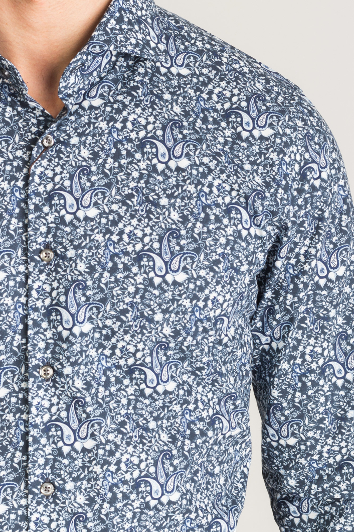 Granatowa koszula Joop Panko w roślinny wzór