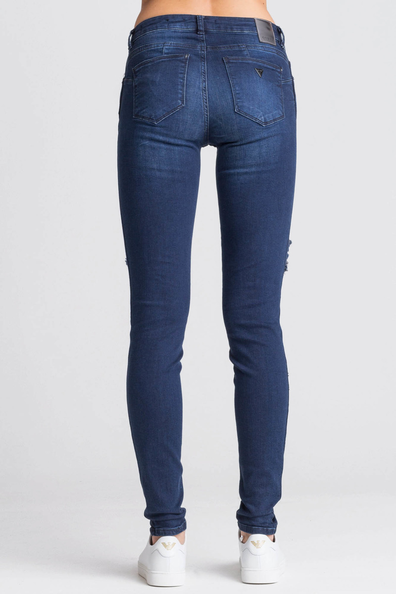 Granatowe jeansy z ozdobną siatką Curve X 