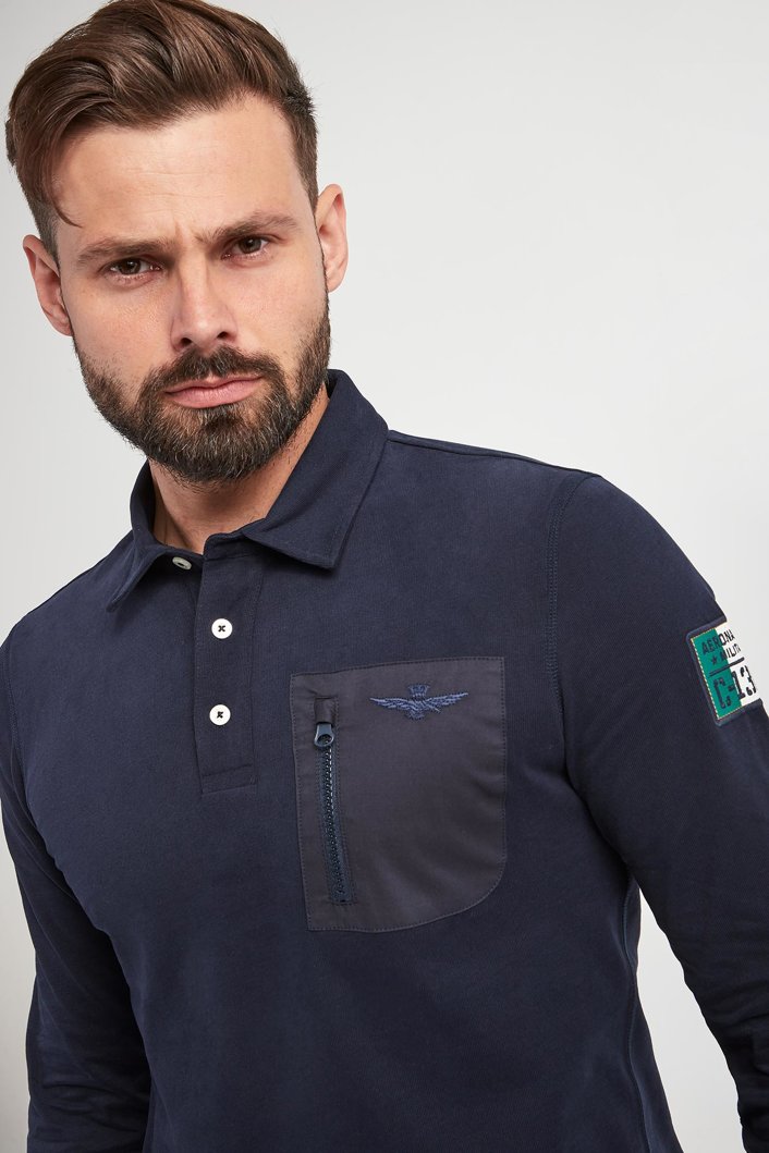 Longsleeve Polo męski AERONAUTICA MILITARE