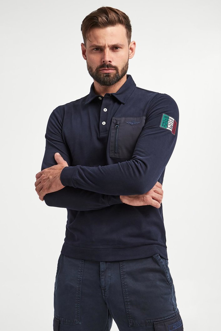 Longsleeve Polo męski AERONAUTICA MILITARE