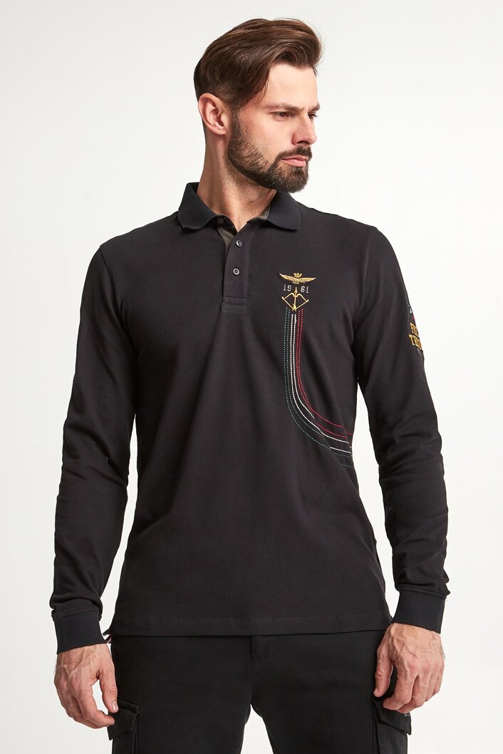 Longsleeve Polo męski AERONAUTICA MILITARE