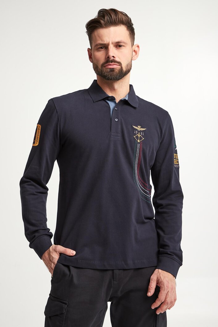 Longsleeve Polo męski AERONAUTICA MILITARE