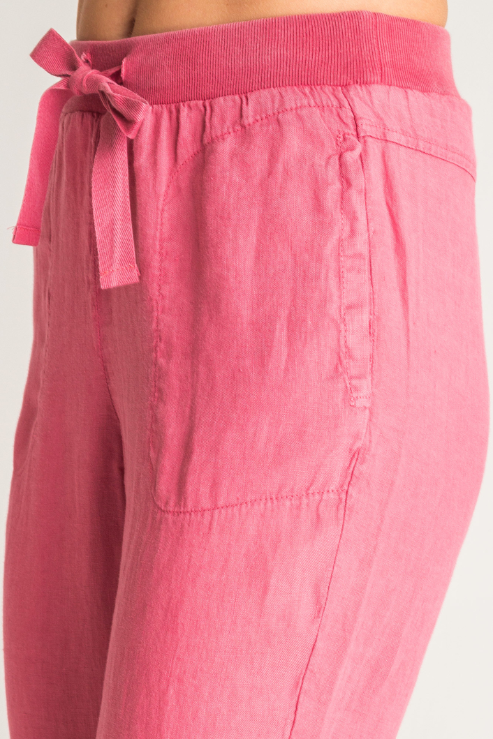 Różowe lniane spodnie Deha