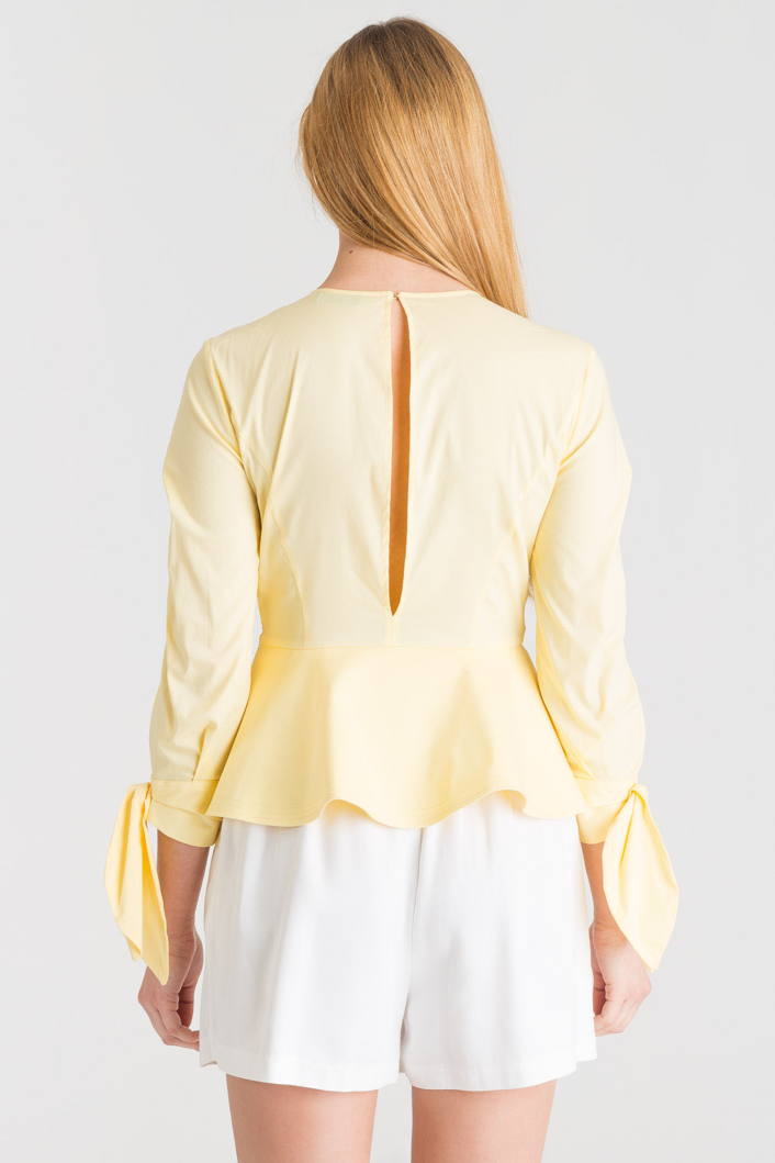 Żółta bluzka z baskinką Elisabetta Franchi